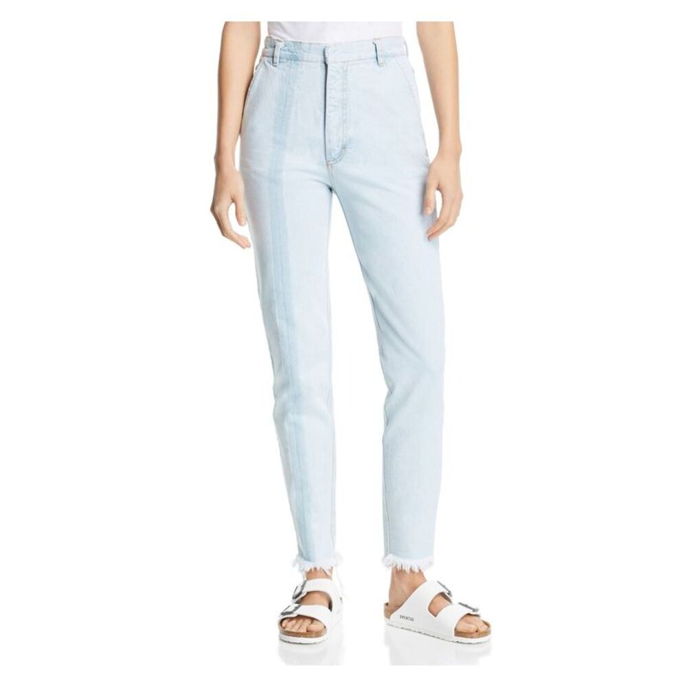 KSENIA SCHNAIDER Womens Blue Zippered Pocketed Straight leg Jeans Size: M